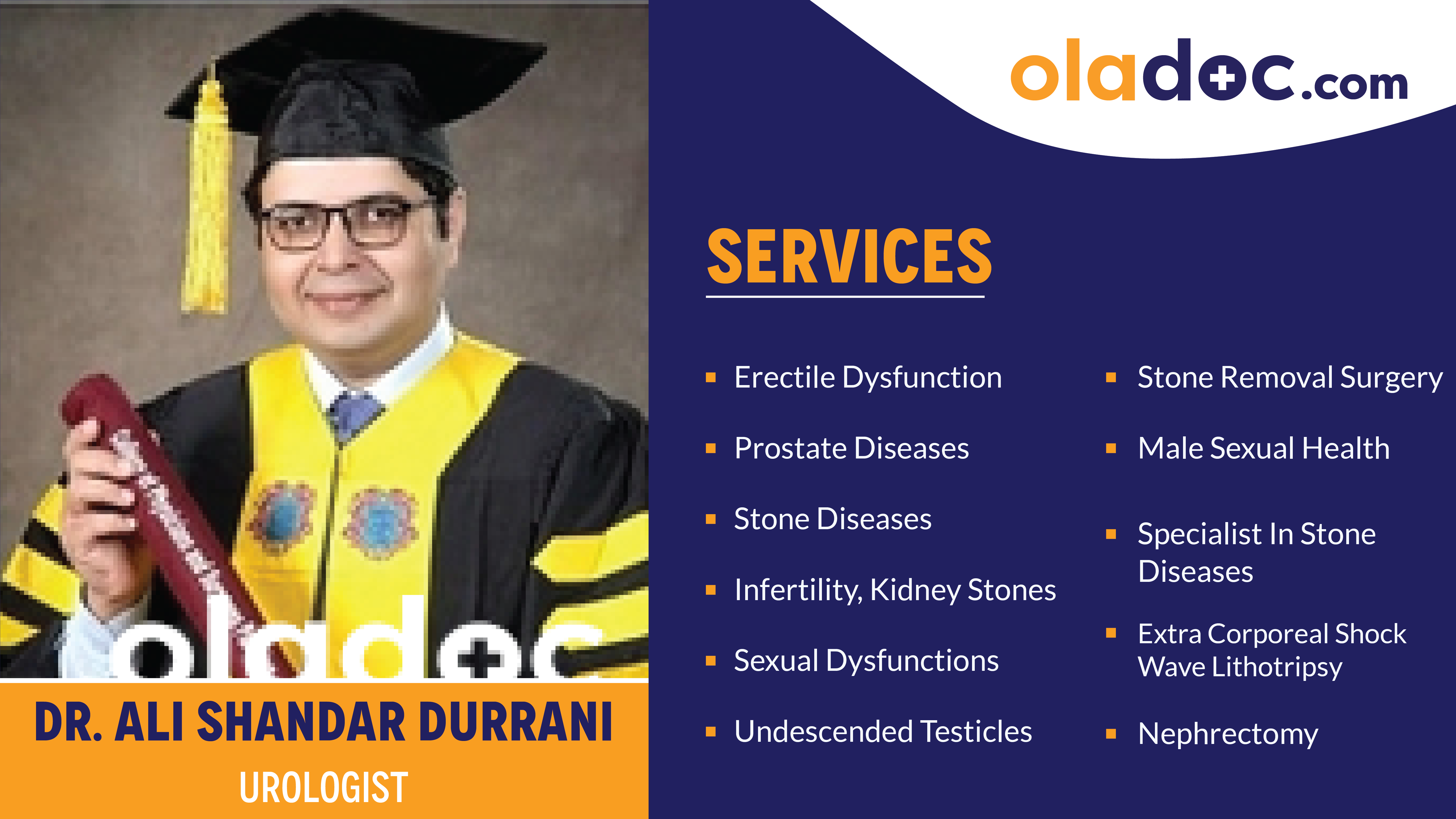 Services provided by Dr.Ali Shandar Durrani